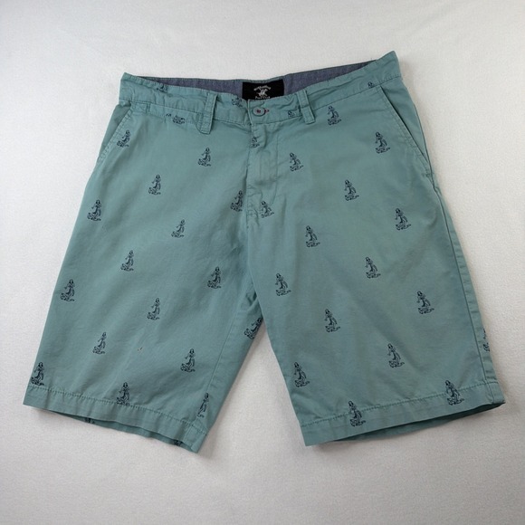 Beverly Hills Polo Club Other - Beverly Hills Polo Club Mens Shorts 32 Blue Golf Print Chino Flat Front 9 In